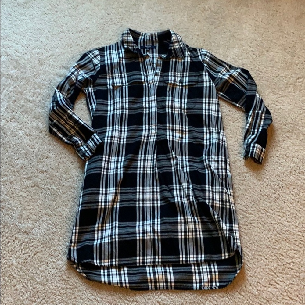 Madewell flannel dress. Black white. Size XS